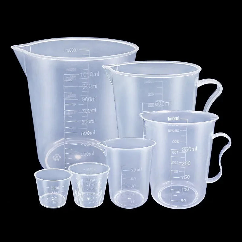 6pcs Plastic Measuring Cups - Clear Graduated Beaker