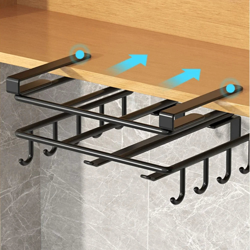 Space Saving Organizer Under Cabinet Hanging Rack Hooks