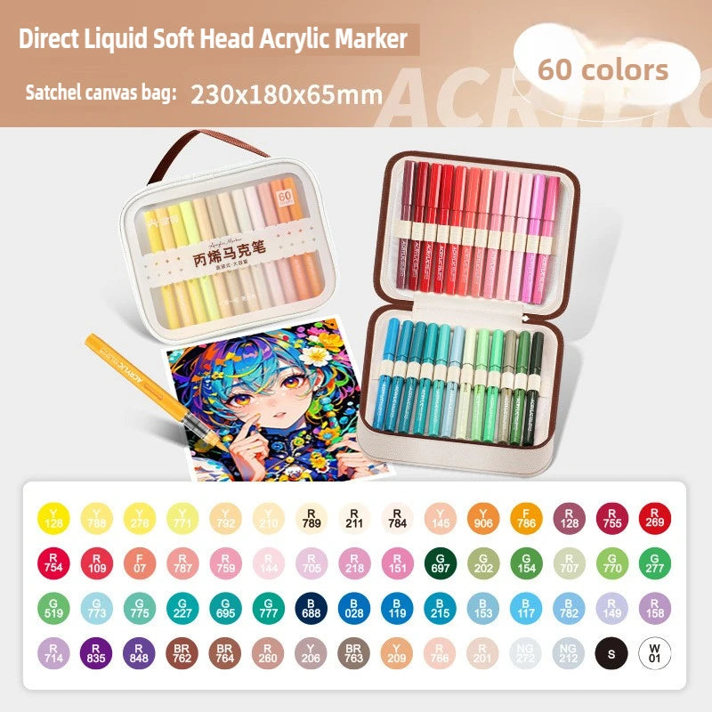 120/1 Colors Direct-Liquid Acrylic Brush Markers Pen Waterproof