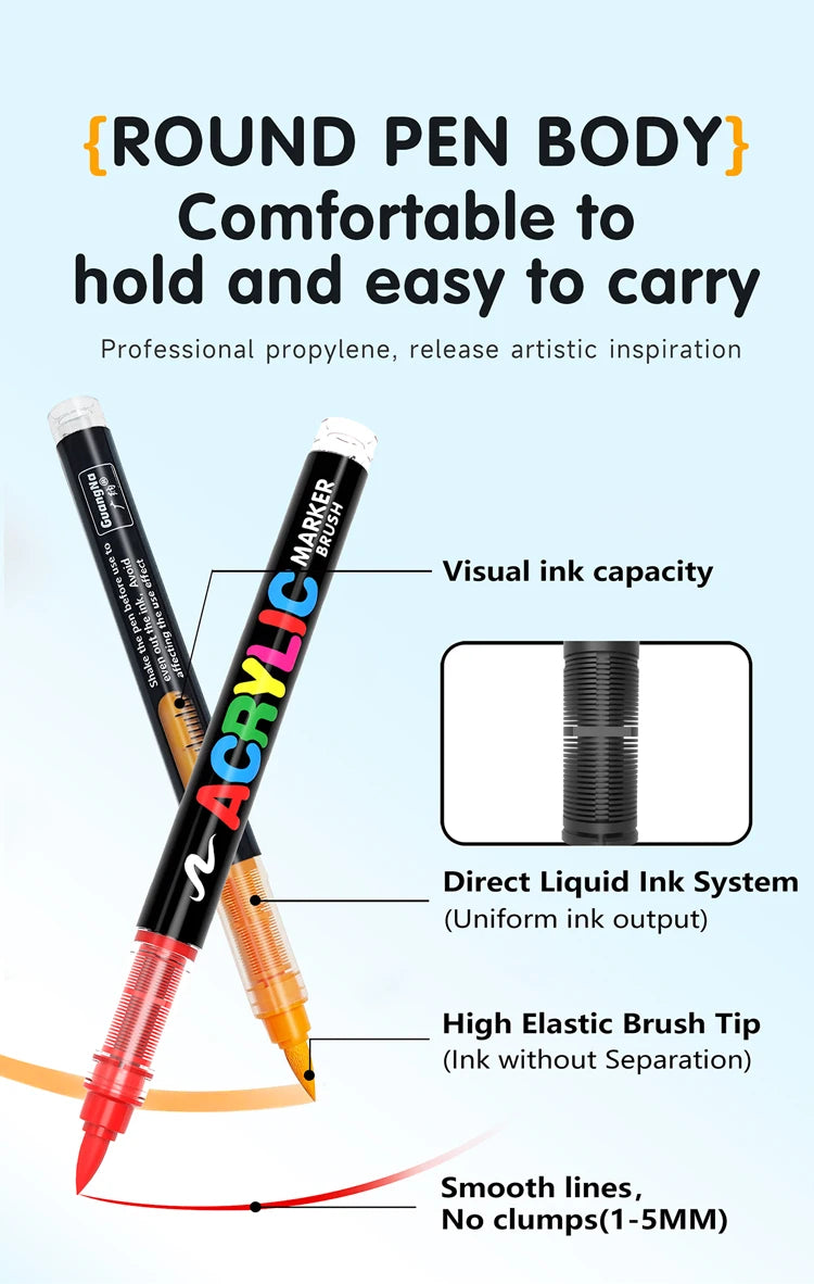 Soft Brush Acrylic Paint Markers Pens Automatic Ink