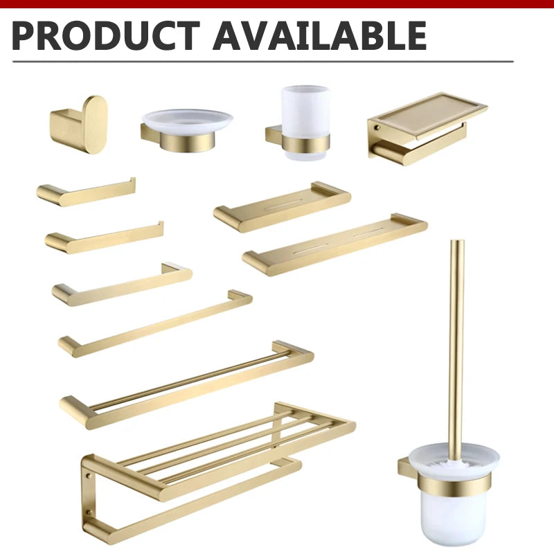 Brushed Gold Towel Ring Holder Bar Rack Brush/Paper