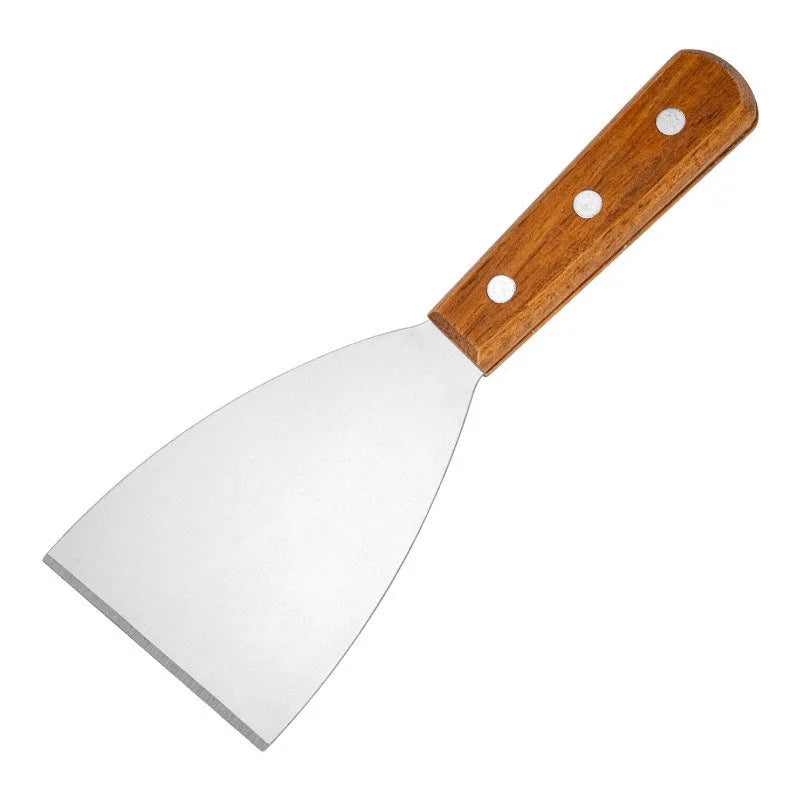 Wooden Handle Stainless Steel Oblique Spatula Steak Burger