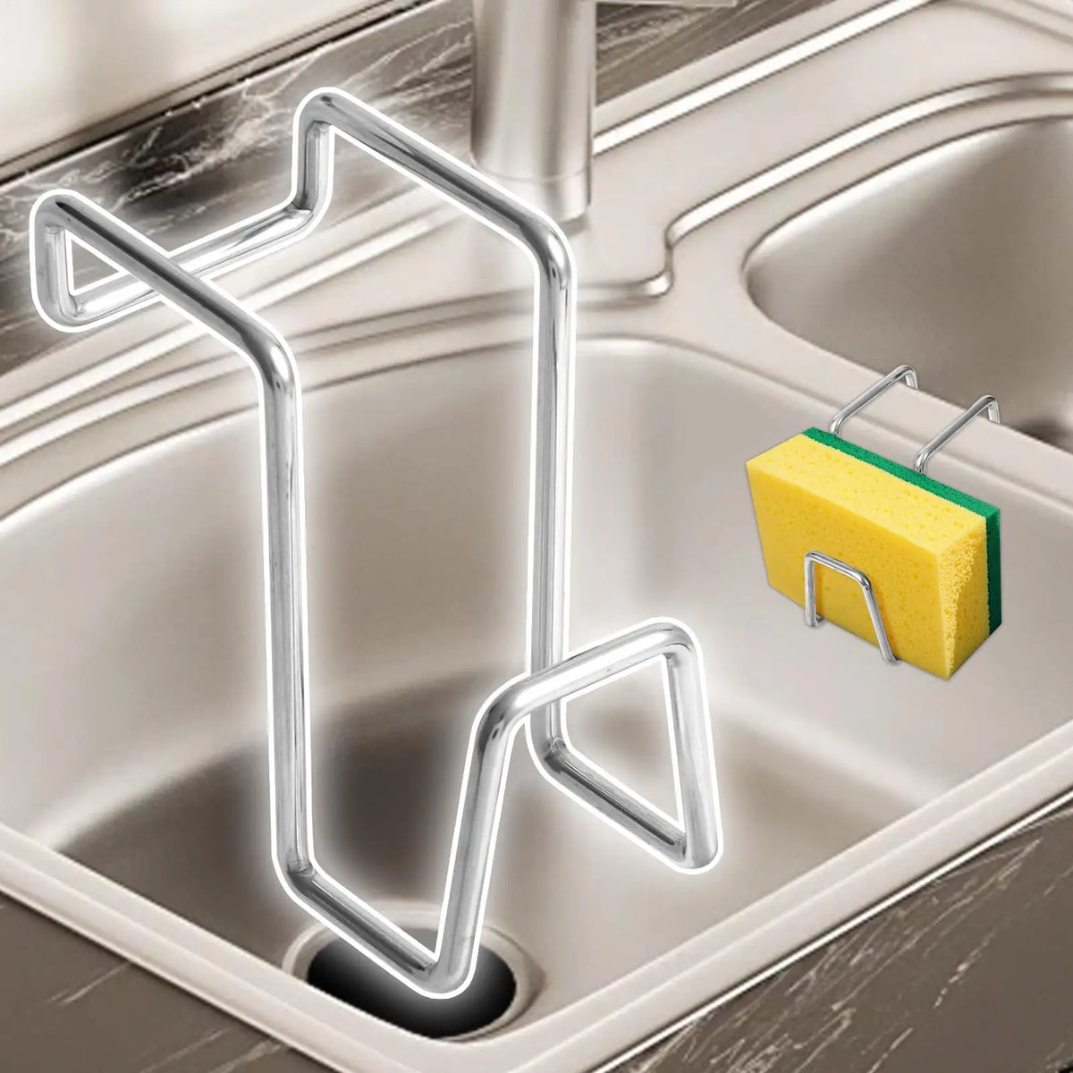 Dish Sink Sponge Holder Stainless Steel Quick Draining