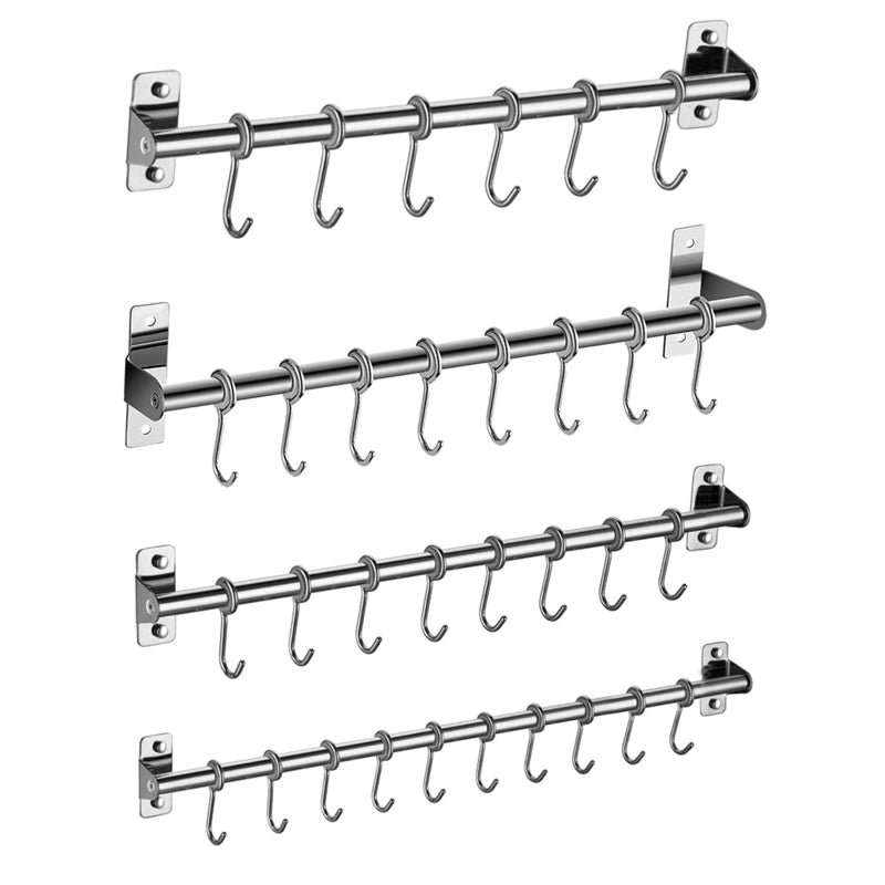 Wall Mounted Utensil Rack Stainless Steel Hanging Rail