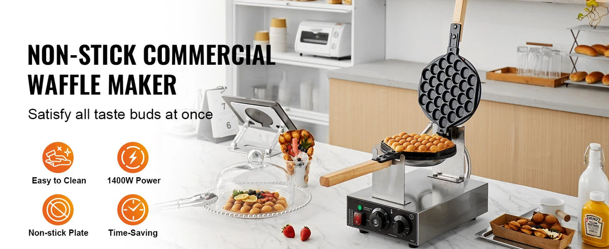 Homewise Commercial Egg Bubble Waffle Maker 1400w Non-Stick