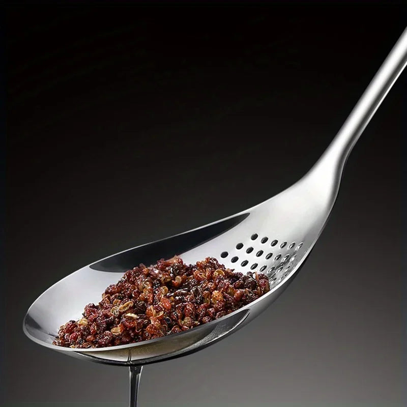 1pc Large Durable Stainless Steel Colander Skimmer Spoon