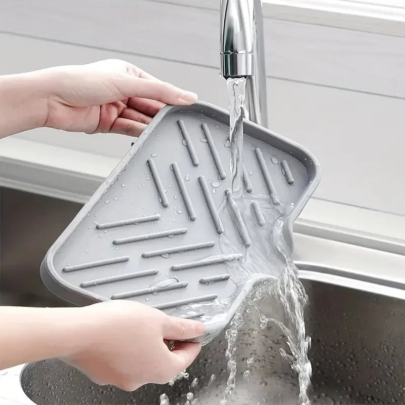 Sink Silicone Tray Drain Soap Sponge Storage Holder