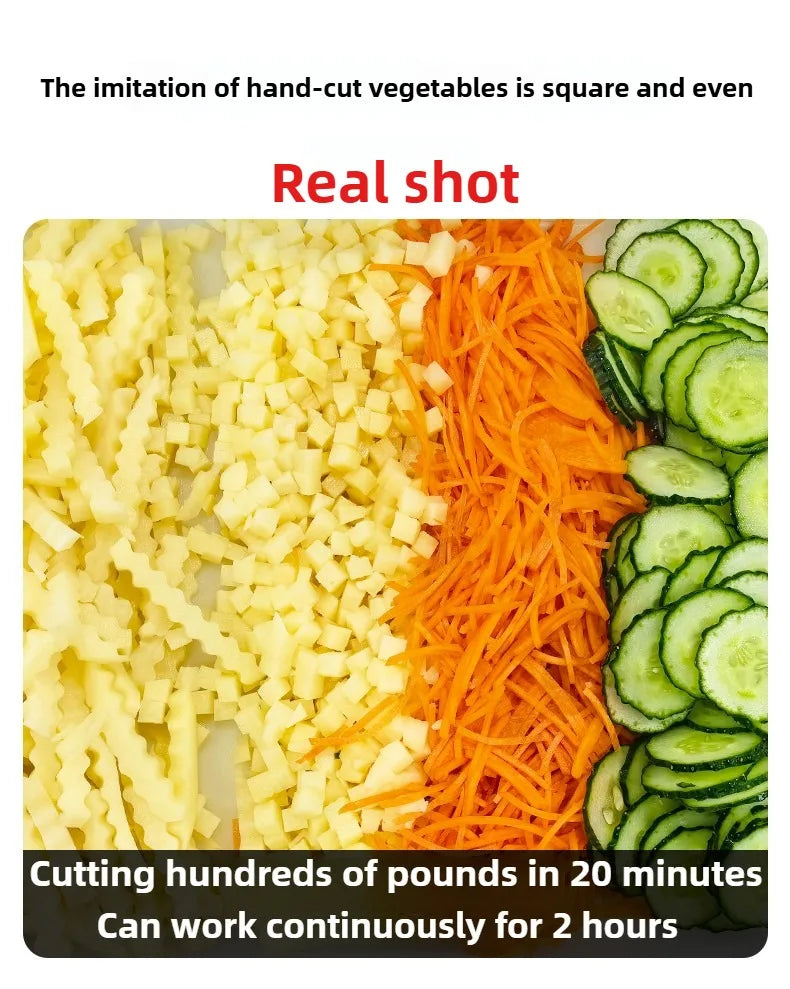 Commercial Double Spout Vegetable Cutter In Dicing Shredding