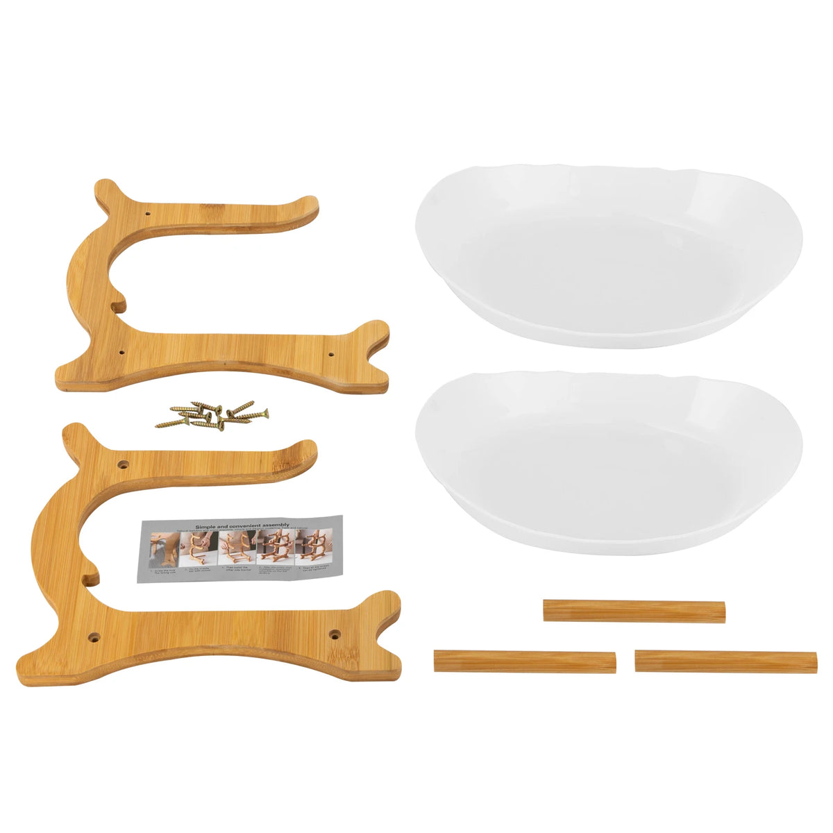 2-Tier Fruit Bowl Bamboo Fruit Basket Stand Food-Grade