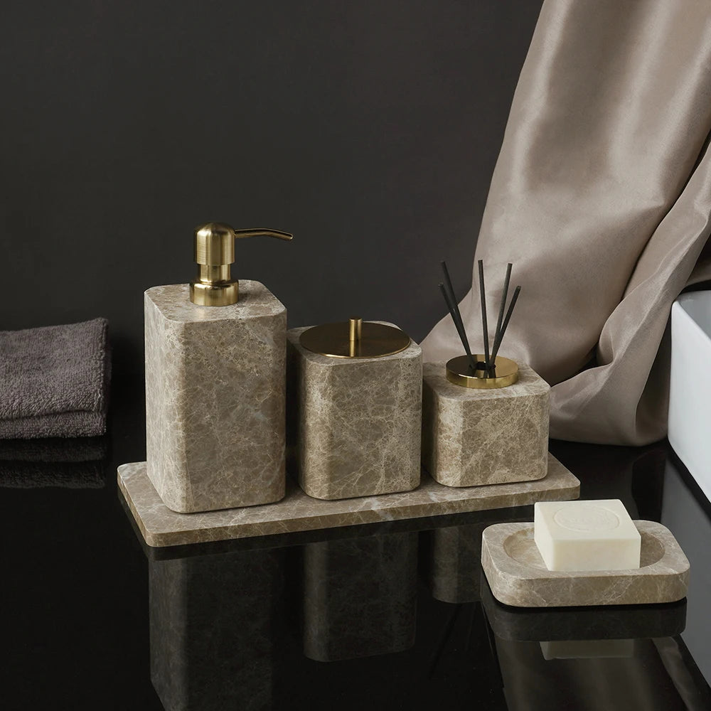Emperador Light Natural Marble Bathroom Soap Dish Soap