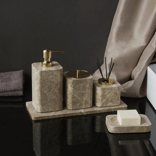 Emperador Light Natural Marble Bathroom Soap Dish Soap