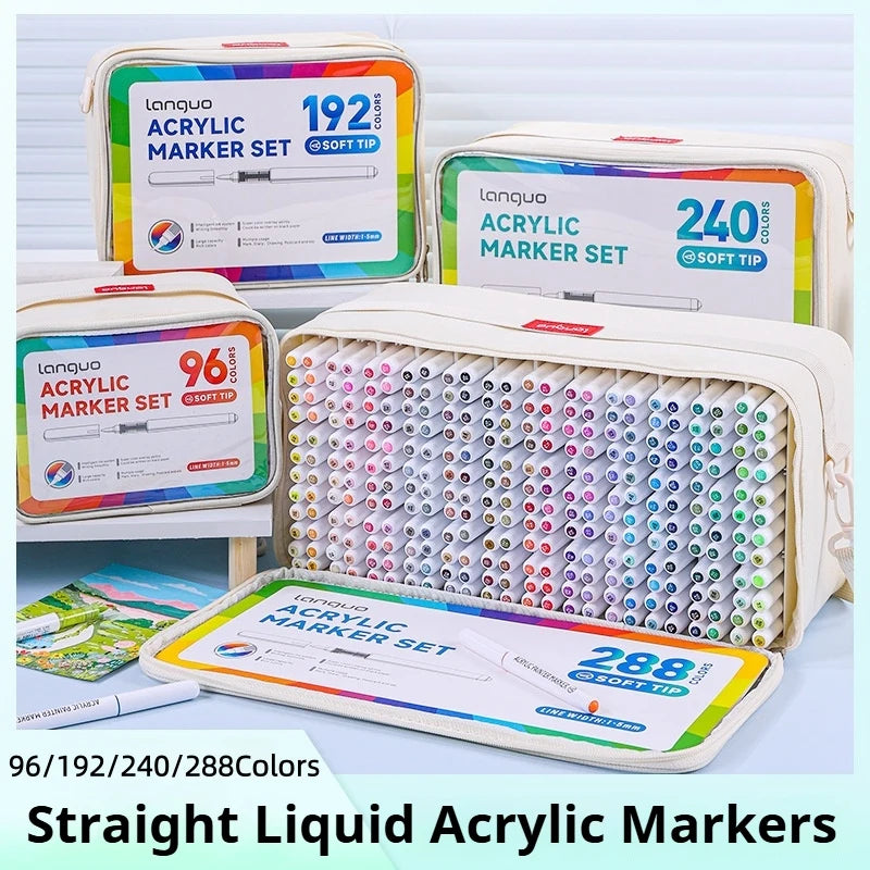 96/192/240/288 Colors Direct Liquid Acrylic Paint Pens Brush