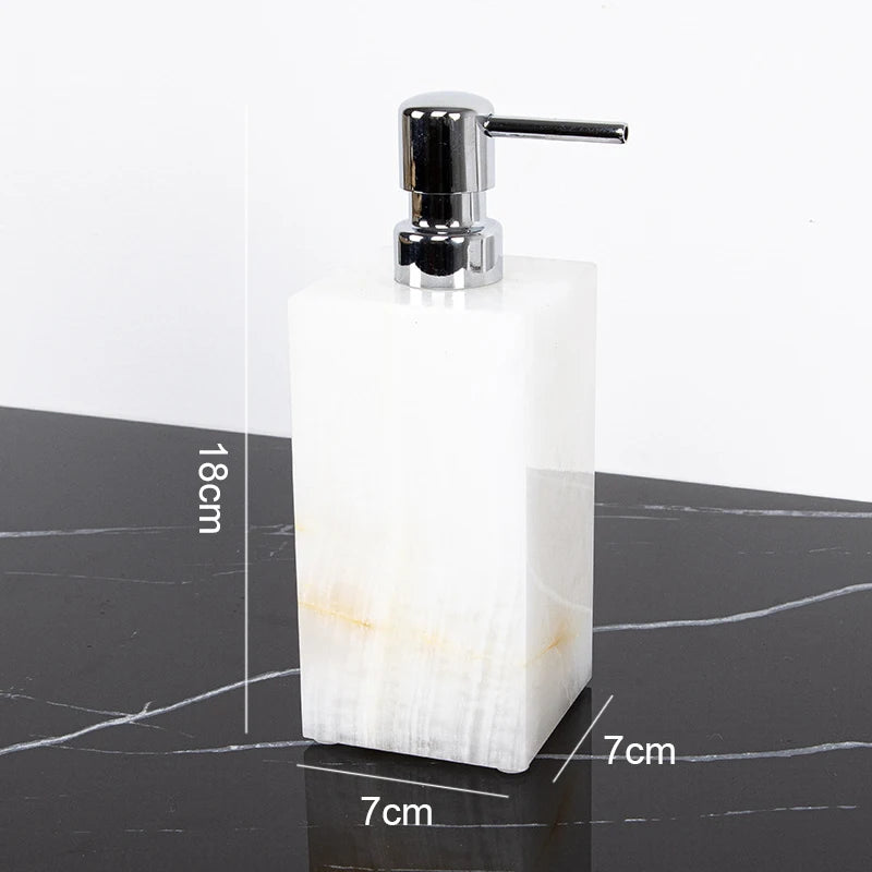 White Onyx Natural Marble Bathroom Luxury Soap Dispenser