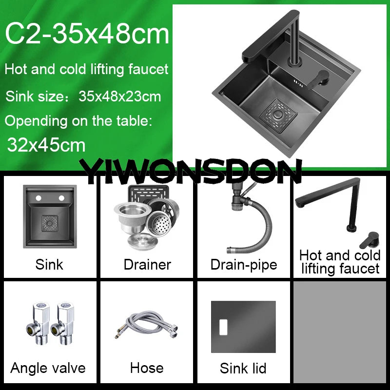 Nano Hidden Bar Sink Black Folding Faucet Silvery