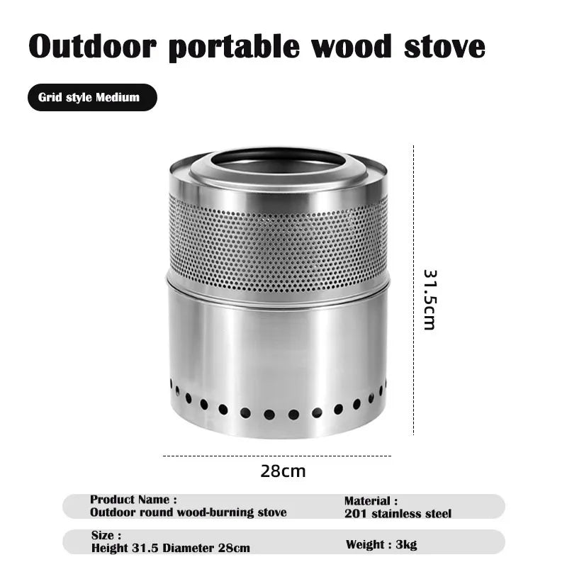 Camping Firewood Stove Folding Windproof Wood Burning Stove