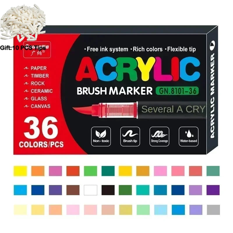 Guangna 12-360 Colors Acrylic Paint Pens Pencil Brush