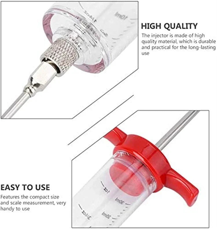 Meat Injector Syringe Stainless Steel Needles Bbq Grill