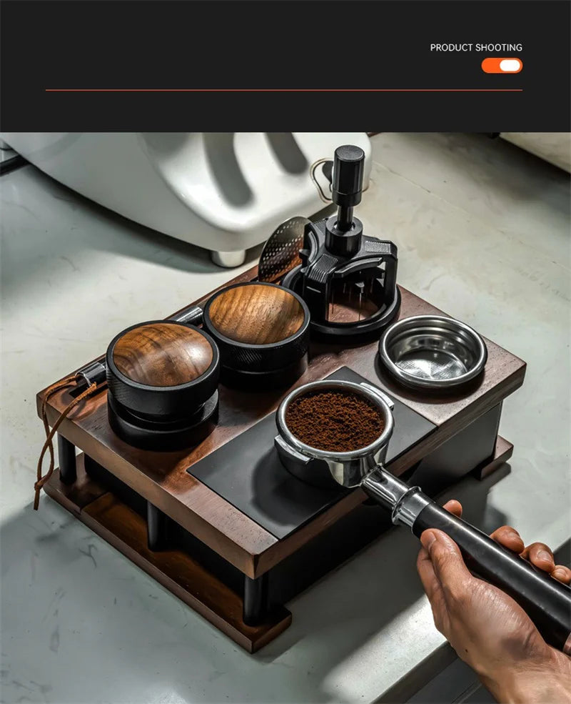 51-58mm Universal Coffee Tamper Station Stand Wooden Coffee