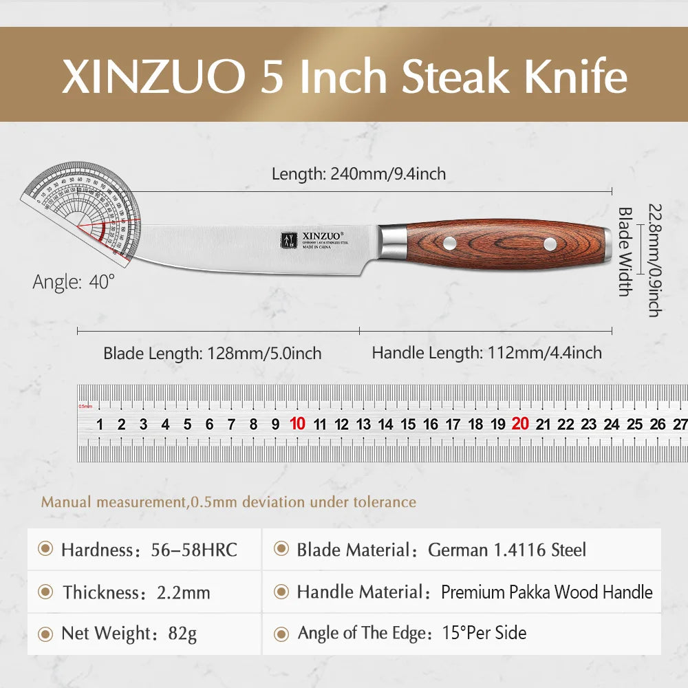 Xinzuo 1pc/4pcs Professional Knife Steak Knife Razor Sharp