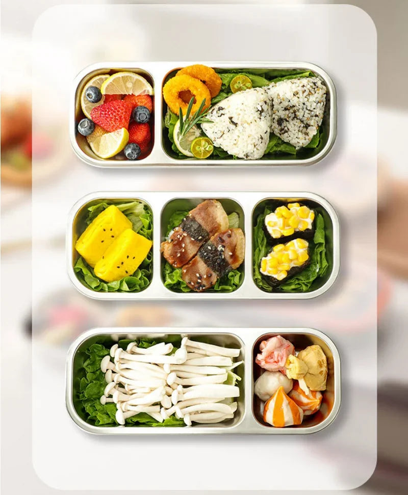 304 Stainless Steel Bento Box Lid Compartments Divides