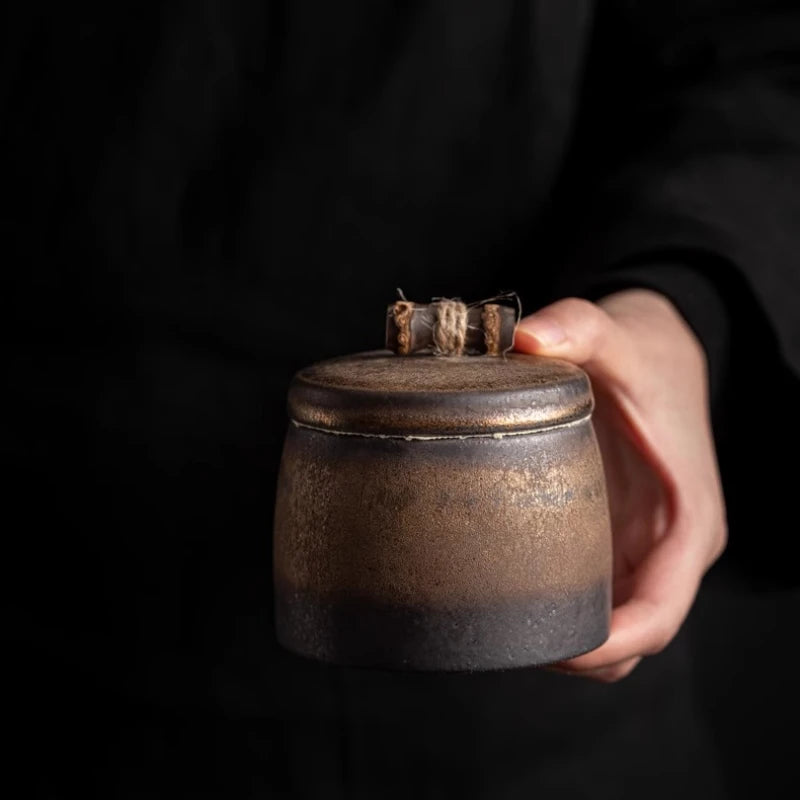 Small Sealed Jar Ceramic Tea Jar Tea Caddy