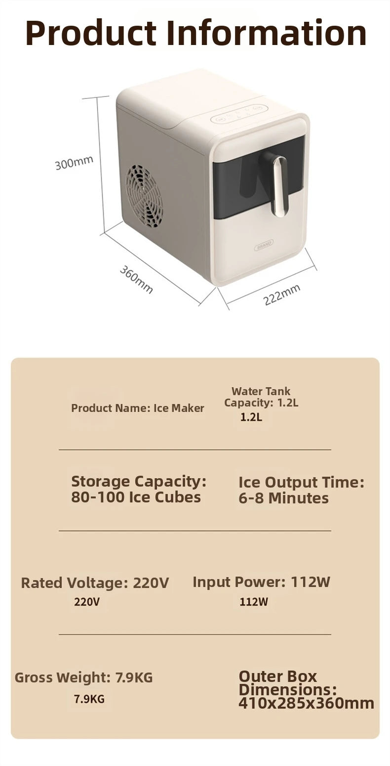 15kg/Day Ice Maker Machine - Mini Countertop Home/Dorm/Office