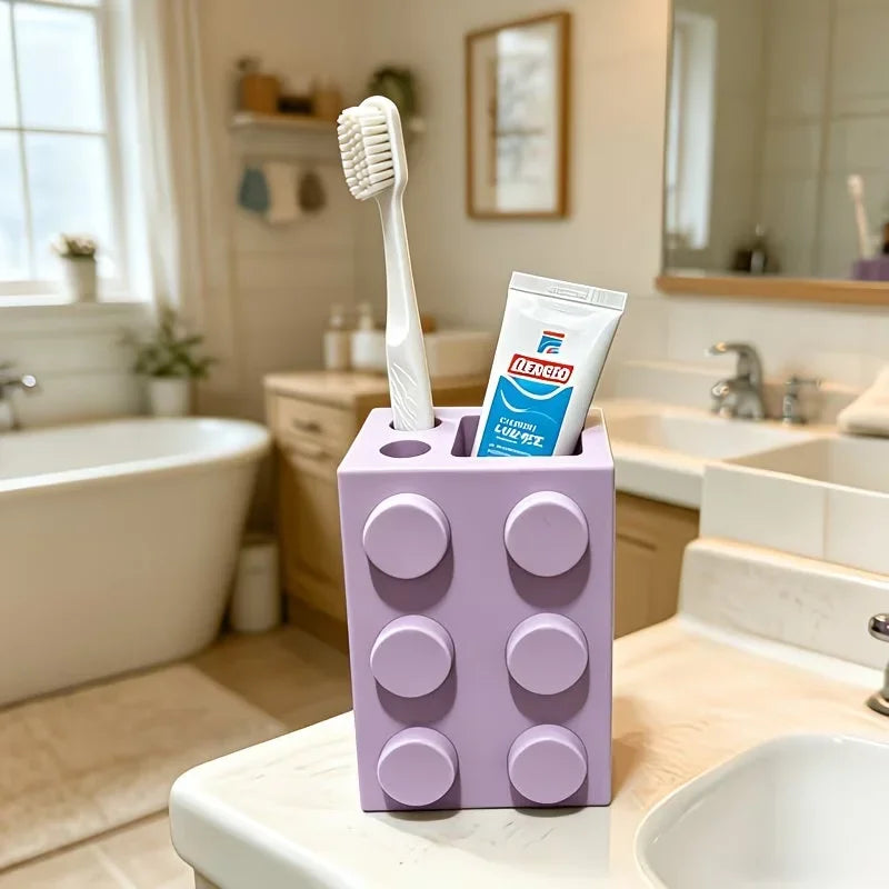 Cute Building Block Toothbrush Storage Rack Multi-Purpose