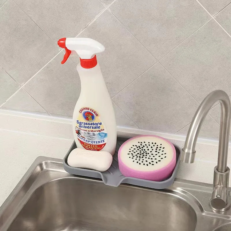 Sink Silicone Tray Drain Soap Sponge Storage Holder