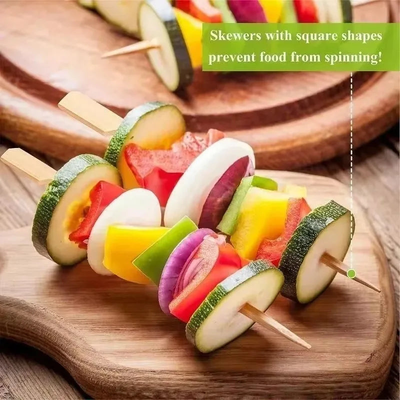 Wooden Bbq Skewers Hamburger Garnish Bamboo Sticks 12cm