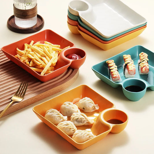 1pc Dumpling Plate Sauce Dish Square Serving Plate