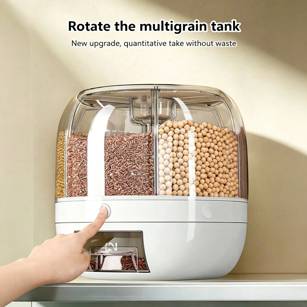 Grid Rotating Rice Dispenser 360 Grain Storage Container
