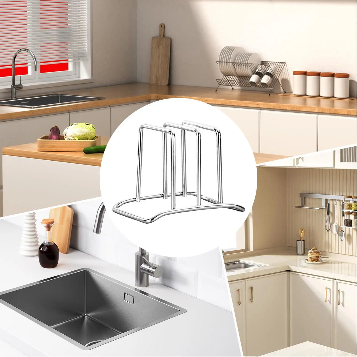 1/2/3pc Space-Saving Stainless Steel Pot Lid Cutting Board