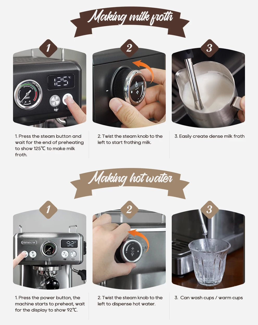 Hibrew H10a Black Espresso Machine Temperature Volume Pre
