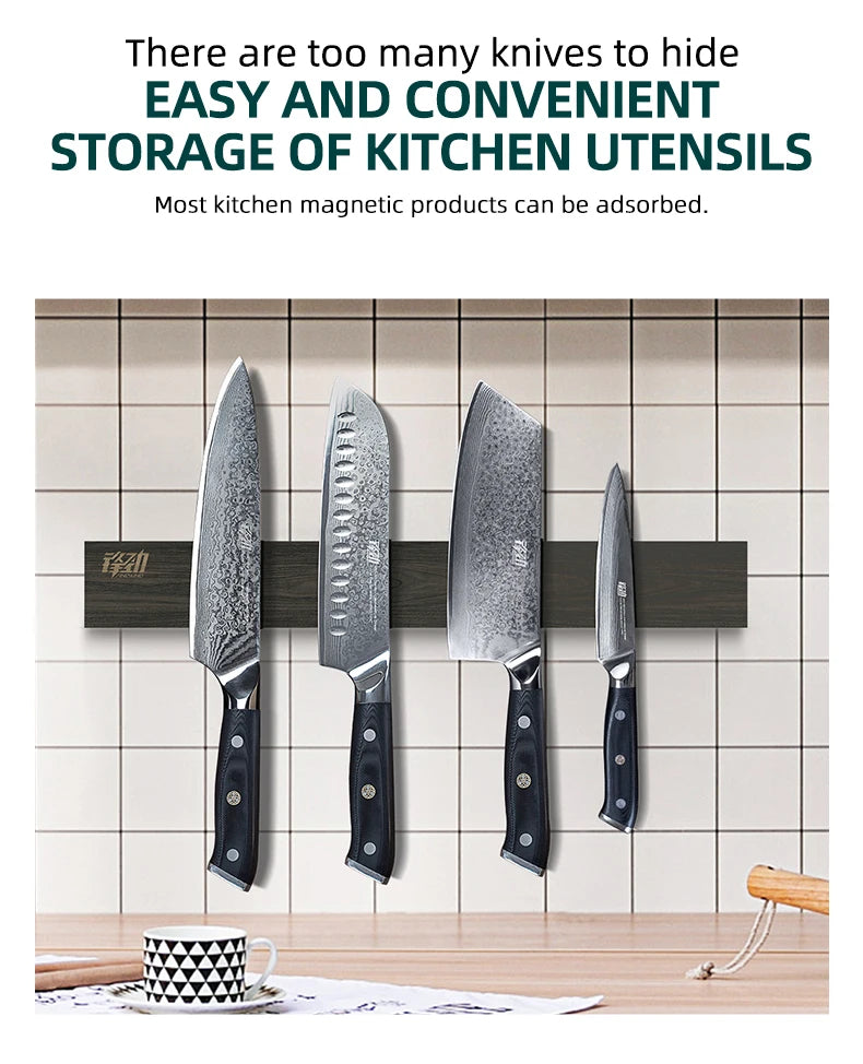 Powerful Wooden Strip Magnetic Knife Holder Wall Mount
