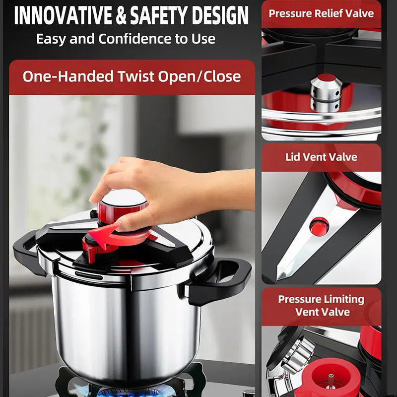 5/7l Stainless Steel Pressure Cooker Glass Lid Explosion