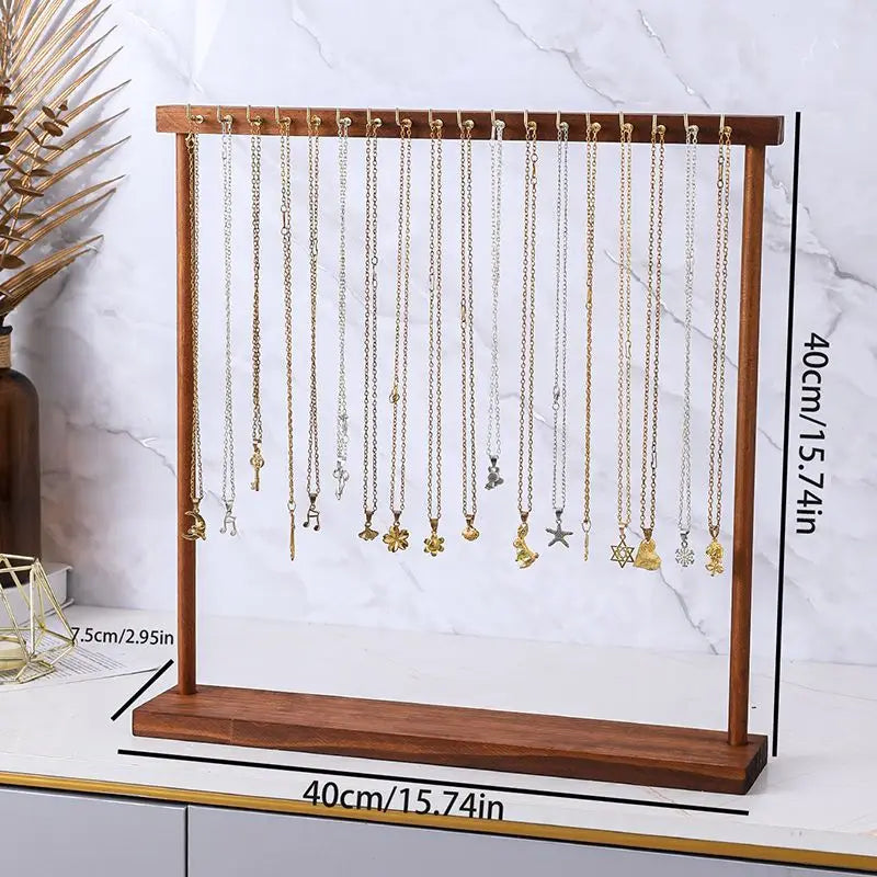 Jewelry Organizer Display Stand Solid Wood Necklace Hanging