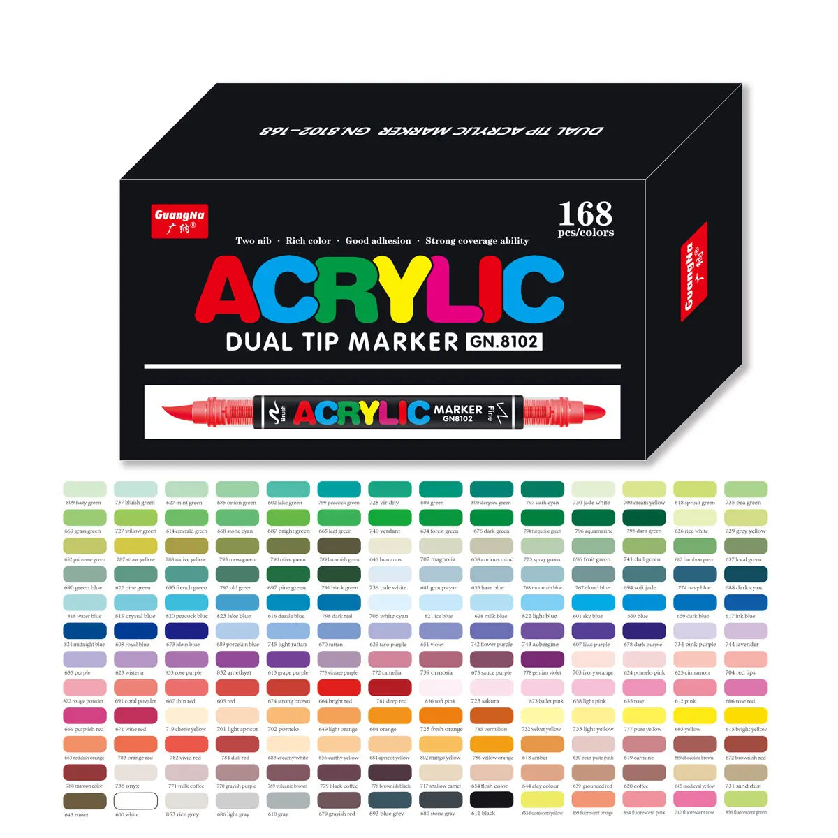 Guangna 36-168 Colors Dual Tip Direct Acrylic Marker