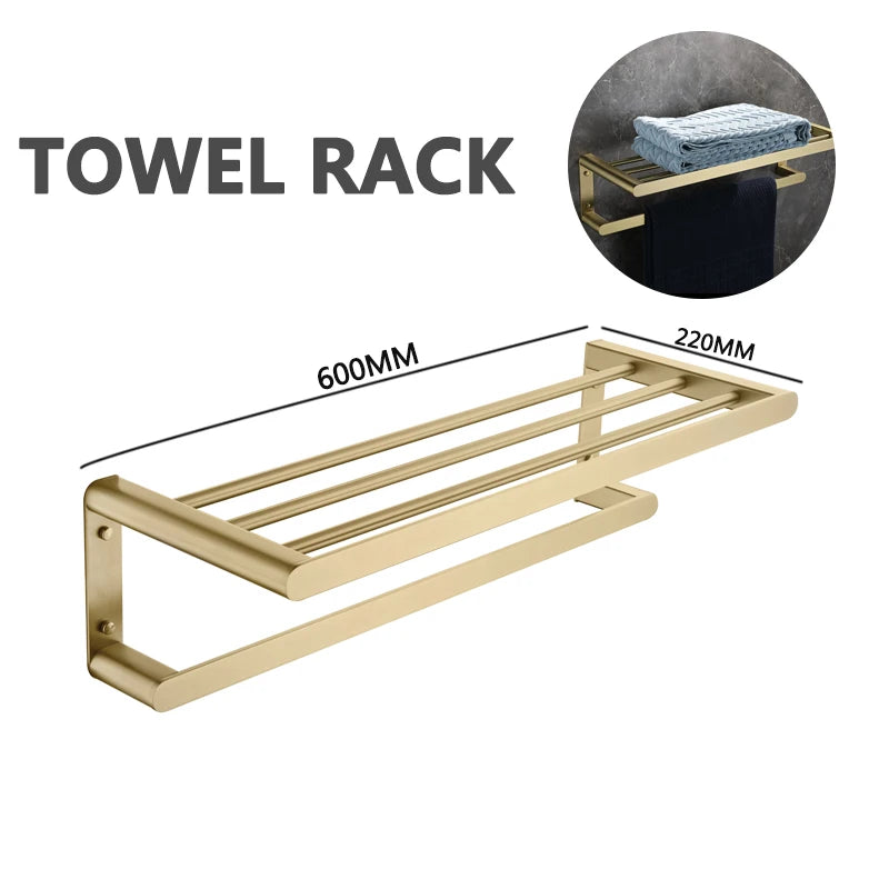 Brushed Gold Towel Ring Holder Bar Rack Brush/Paper