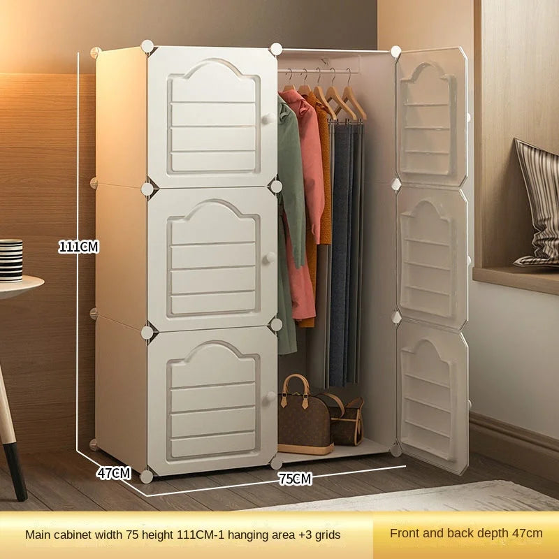 Bedroom Dustproof Clothes Cabinets Plastic Collapsible Durable