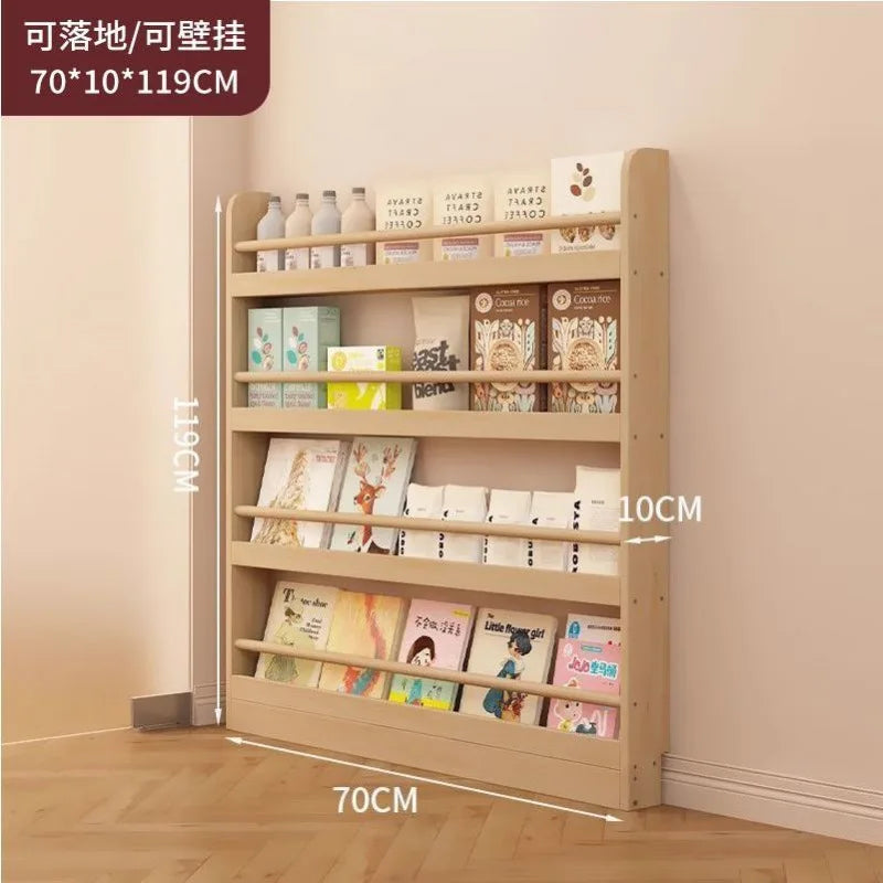 Corner Storage Rack Ultra-Thin Solid Wood Floor-Standing Bookcase
