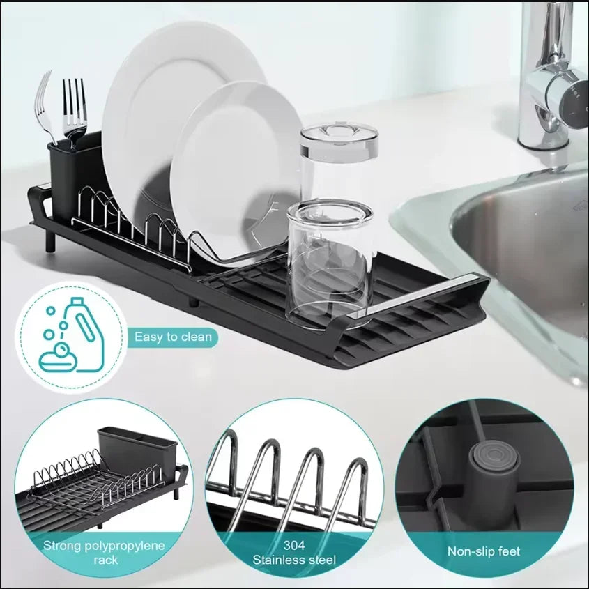 1pcs Expandable Small Dish Organizer Shelf Drying Counter