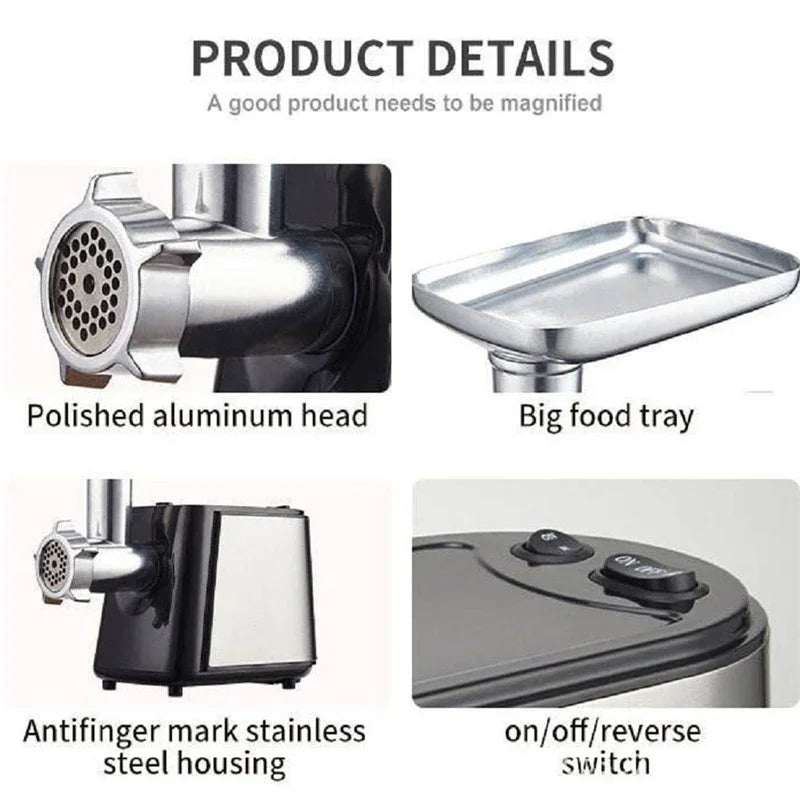 Stainless Electric Meat Grinder 1000w Sausage Stuffer Meat