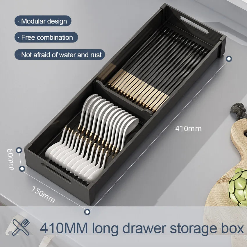Adjustable Dish Rack Under Cabinet Drawer Spoon Chopsticks