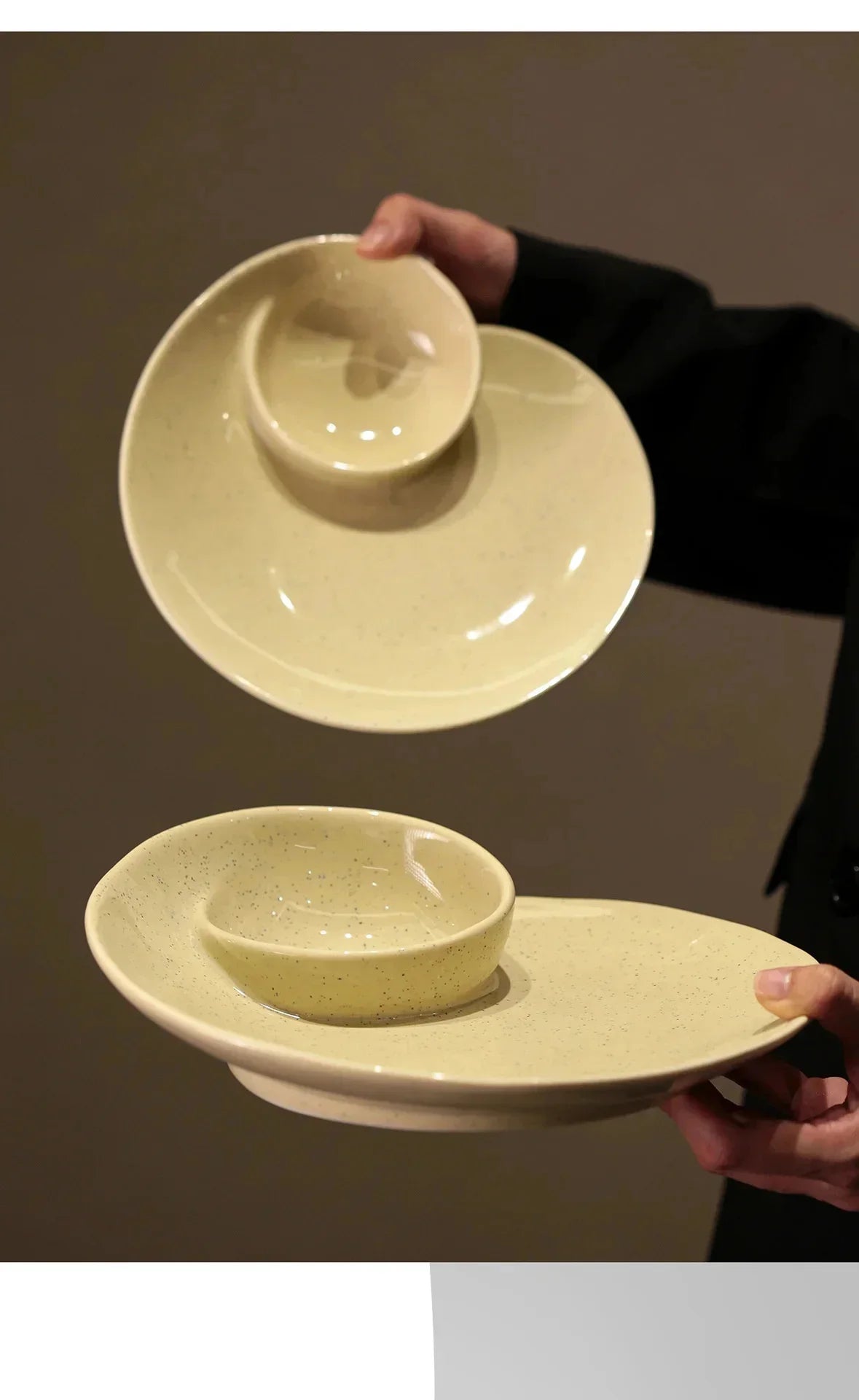 Ceramic Conch Plate Divided Dinner Plate Sauce Dish