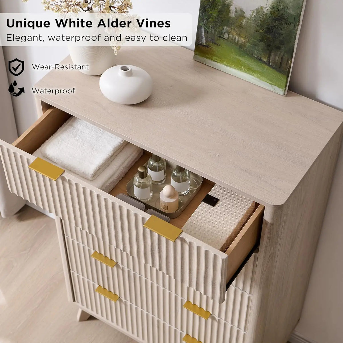 Fluted Drawers Dresser 48 Tall Modern Chest Of