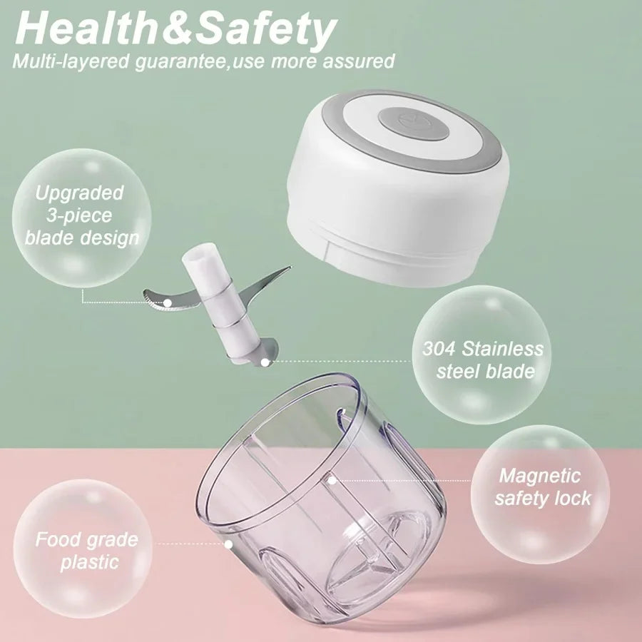 Electric Food Chopper Mini Garlic Masher Crusher Usb