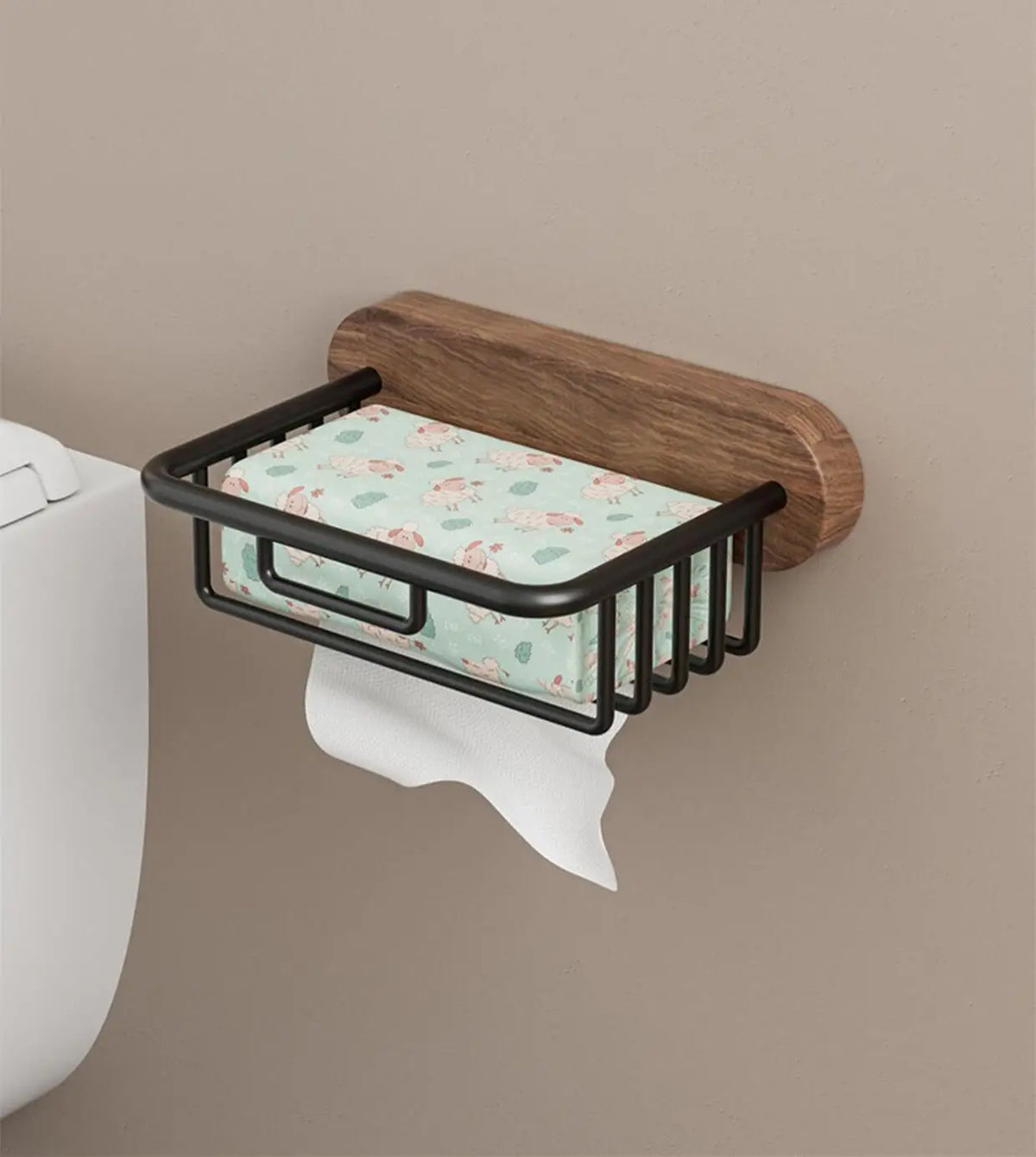 Walnut Wood Black Bathroom Hardware Bathroom Towel Rack