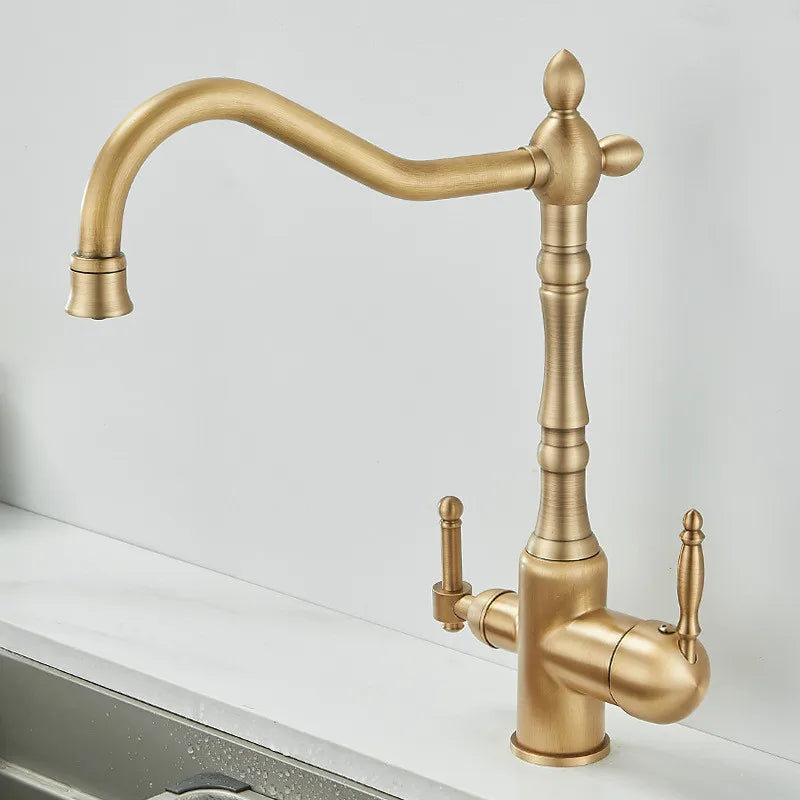 Antique Waterfilter Tap Faucet Gold Mixer Drinking Purify