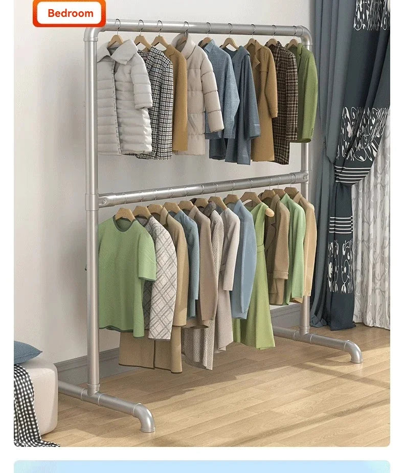 Floor Standing Clothes Rack Bedroom Hanging Clothes Rack