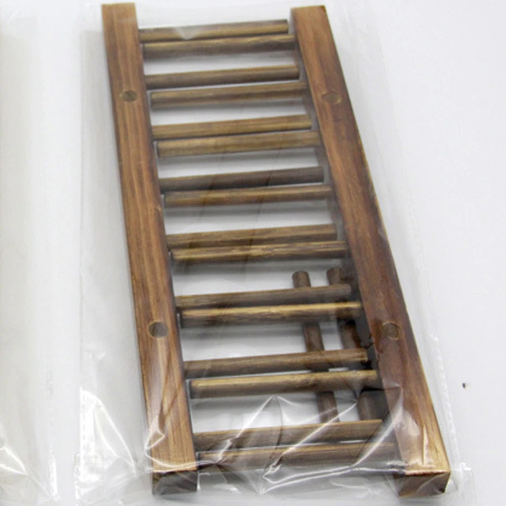 Wooden Dish Drain Rack Dinnerware Storage Organizer Tray
